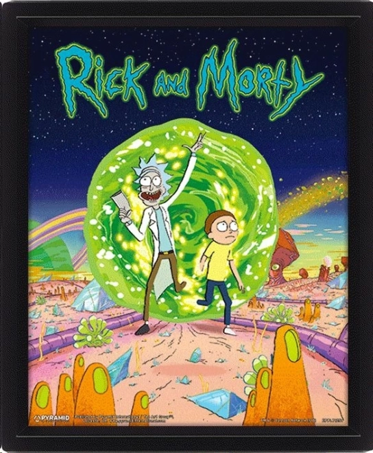 3D kép keretben Rick and Morty Portal