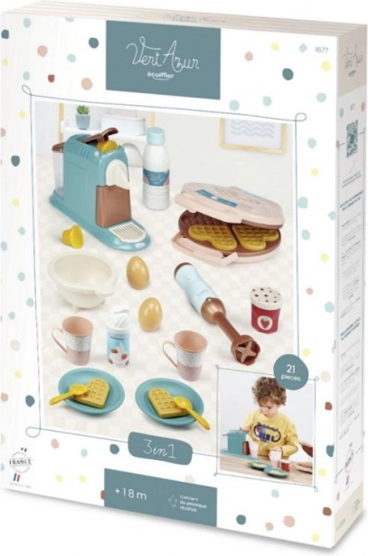 3 az 1-ben reggeliző szett – kávéfőző, gofrisütő és botmixer gyerekeknek