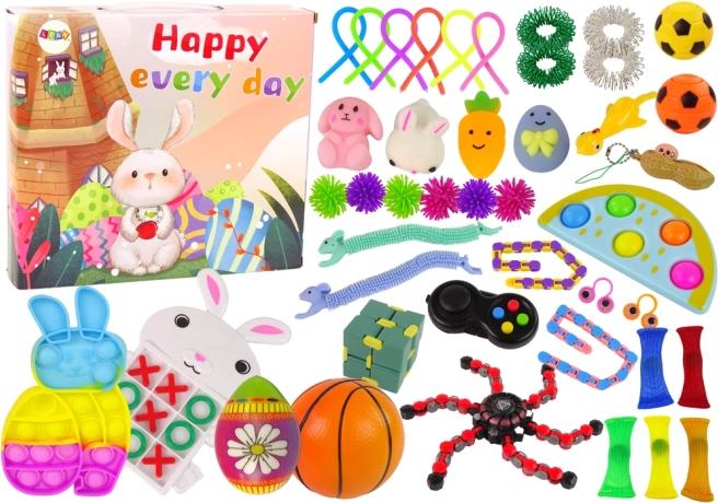 Húsvéti fidget játék szett Pop It és squishy antistressz – 42 darab