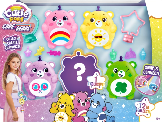 Cutie Pops – Care Bears hátizsákdísz kulcstartó deluxe meglepetés szett (5 db)