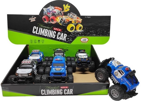 Terepjáró rendőrautó 14 cm, lendkerekes