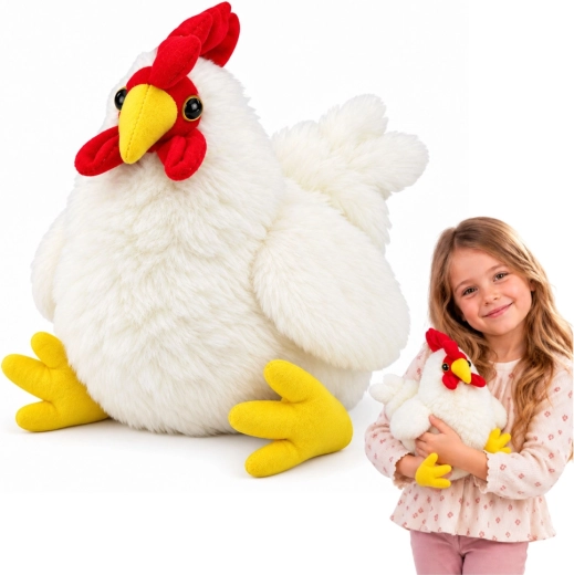 Fehér plüss tyúk 30 cm