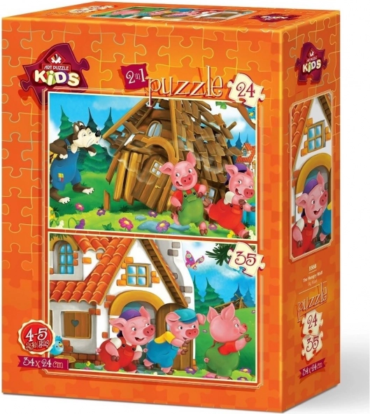 ART PUZZLE Három kismalac – 2 kirakó (24 és 35 darab), 34 × 24 cm