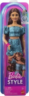 Mattel Barbie Fashionistas gyűjtői baba sötét hajjal, kétrészes türkiz outfitben