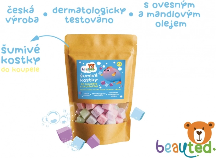 Probiotikumos pezsgő fürdőkockák visszazárható tasakban