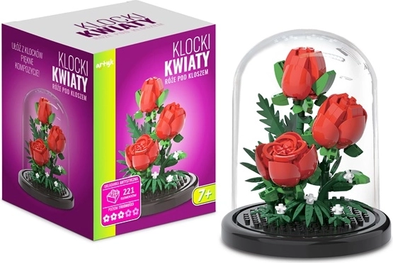 Rózsa építőjáték átlátszó búra alatt (221 darab)