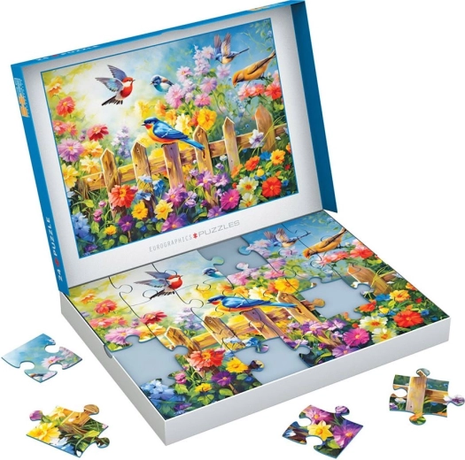 Puzzle Eurographics Connecting Pieces: játékos kerti madarak 24 darab