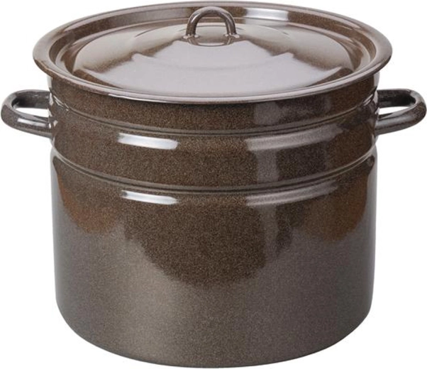 Zománcozott fazék fedővel, 20 l, barna