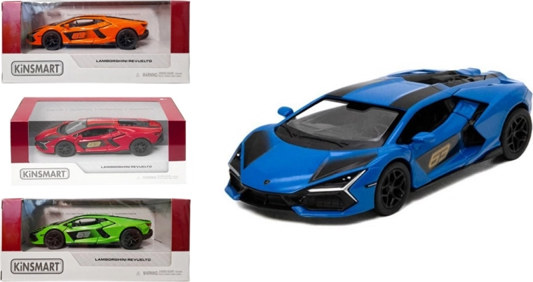 Lamborghini Revuelto fém modell visszahúzós Pull Back meghajtással