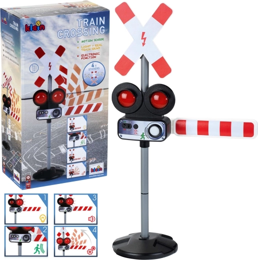 Vasúti átjárót jelző közlekedési tábla fény- és hangjelzéssel, 78 cm KLEIN