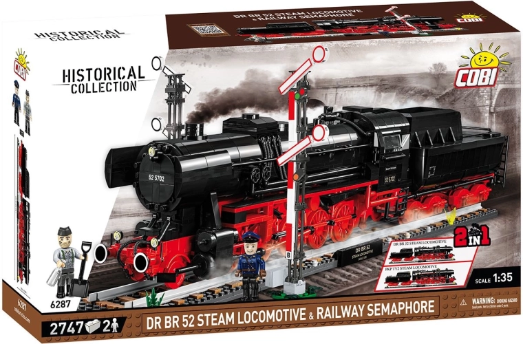 COBI DR BR 52 gőzmozdony és vasúti jelző 2 az 1-ben 1:35
