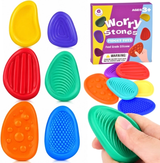 Szilikon szenzoros kavicsok fidget játékok – 6 db-os készlet
