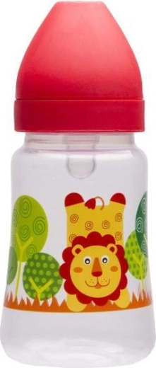 Akuku széles nyakú műanyag cumisüveg 250 ml, piros