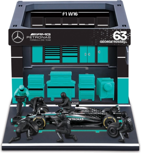 Bburago Formula Racing F1 Pit Pass szett Mercedes-AMG Petronas W16 2025 George Russell 1:43