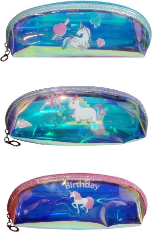 Holografikus egyrekeszes tolltartó unikornissal