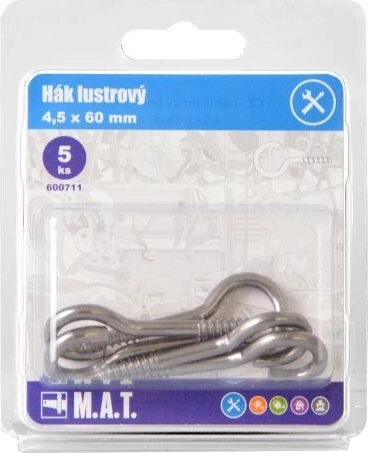 Csillárkampó 60 mm fényes (5 db)