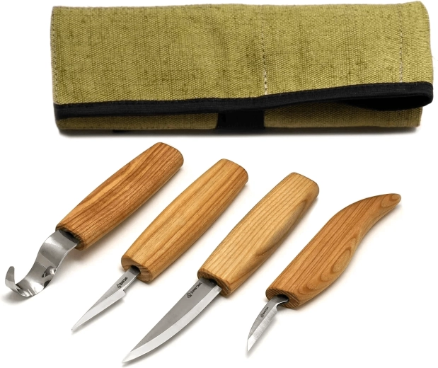 BeaverCraft S09 – 4 darabos fafaragó késkészlet tokban