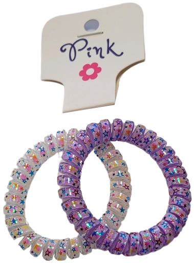 PINK gyöngyházfényű spirál hajgumik 2 db