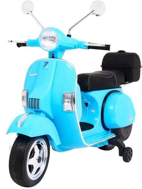 Gyermek elektromos VESPA roller, kék, pótkerekekkel és audióval