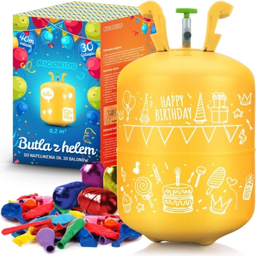 Ricokids héliumpalack 0,20 m³ lufikkal és szalaggal