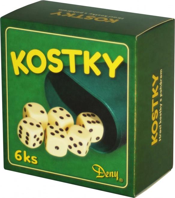 Fehér dobókockák 6 db pohárral dobozban