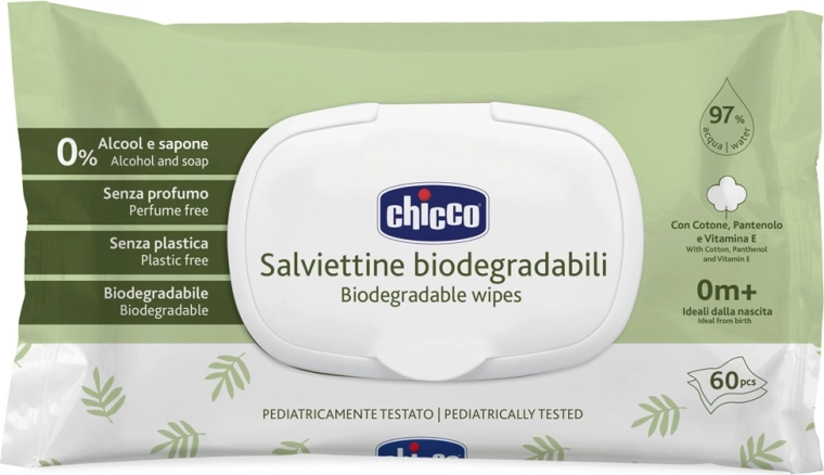 Chicco műanyagmentes babatörlőkendők 60 db