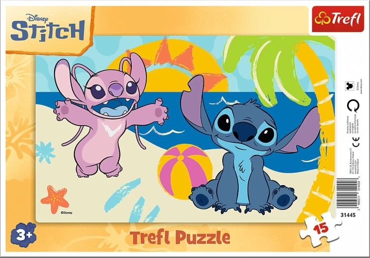 Trefl puzzle Lilo & Stitch: a tengernél 15 darab