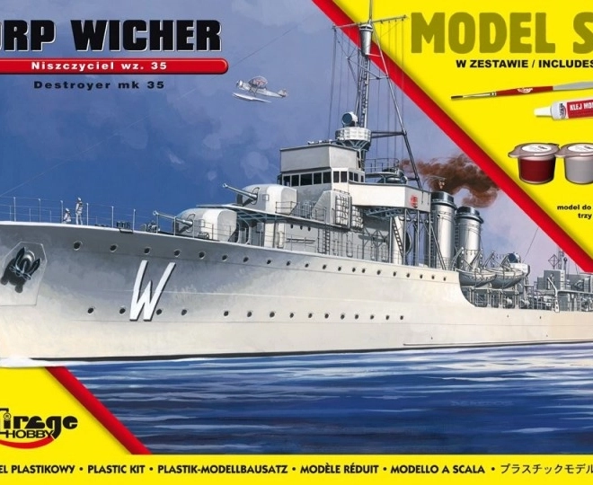 ORP WICHER wz.35 hajómodell – lengyel romboló a 2. világháborúból 1:400 makett