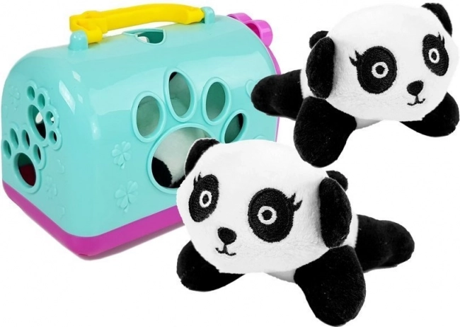 Mini plüss panda hordozható dobozzal