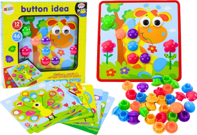 Gyerek Puzzle Színes Gombokkal - 12 Minta