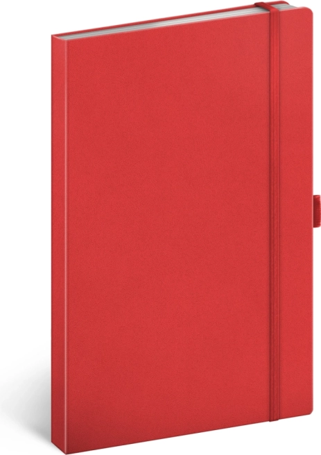 Vonalas NOTIQUE jegyzetfüzet piros, 13 × 21 cm, gumipánttal és tolltartó hurokkal
