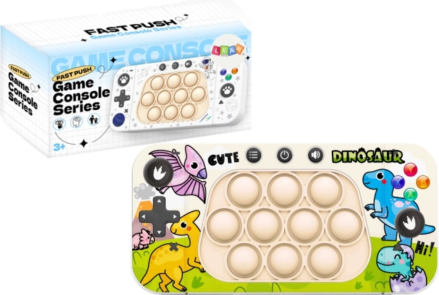 kapesz játék konzol Pop It dinoszauruszokkal és 4 játék üzemmóddal