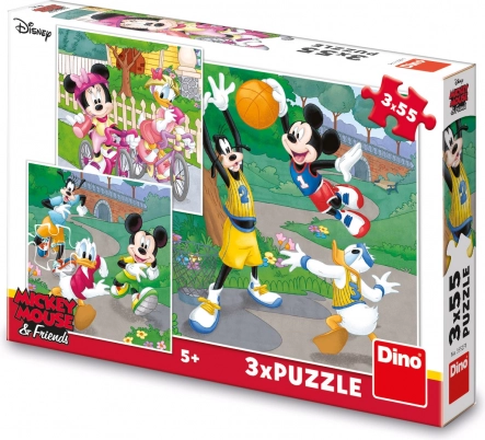 Puzzle MICKEY ÉS MINNIE sportol 3×55 darab