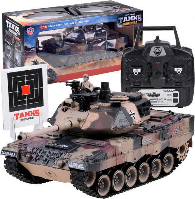 nagy RC tank Leopard 2 1:18 lövöldözéssel
