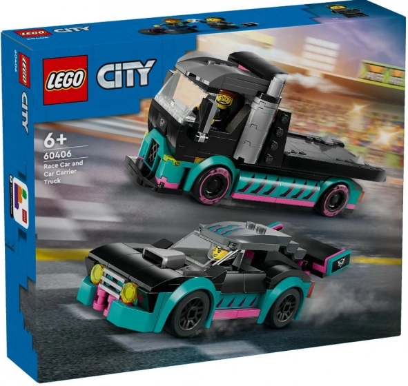 Lego City versenyautó és vontató szállító