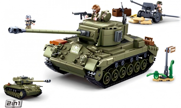 Sluban Army közepes tank 2 az 1-ben és légvédelmi ágyú építőkészlet
