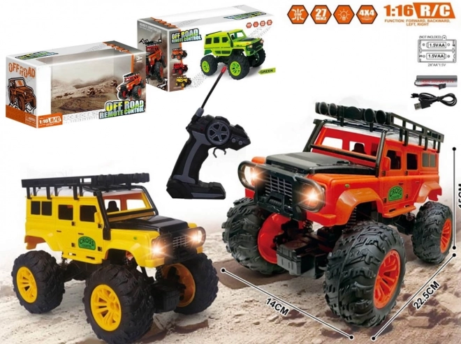R/C terepjáró autó lámpákkal és USB-s töltéssel