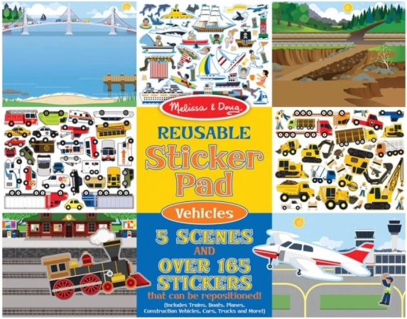 Melissa & Doug - újrafelhasználható matrica Járművek