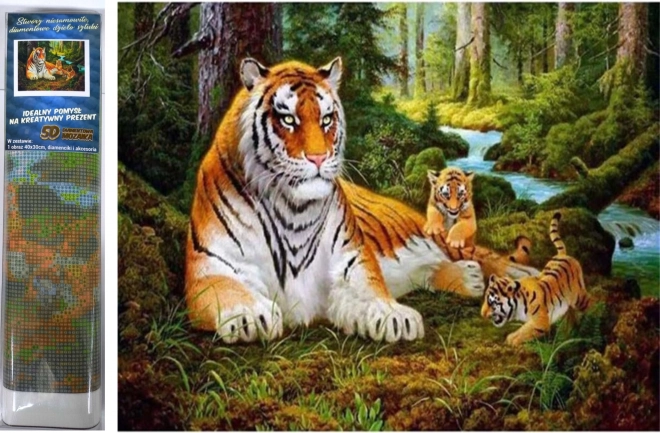 Norimpex gyémántfestés Tigrisanya kicsinyeivel 30x40 cm