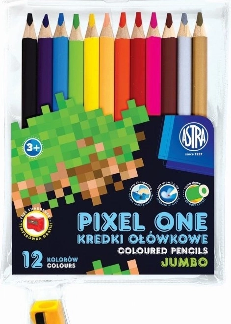 ASTRA Pixel One jumbo színes ceruzák 12 db hegyezővel