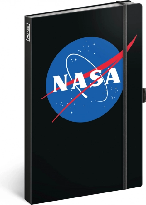 NASA jegyzetfüzet, vonalas, 13 × 21 cm, gumipánttal
