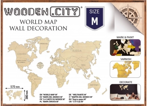 Fa világ térkép M 57 × 38 cm WOODEN CITY