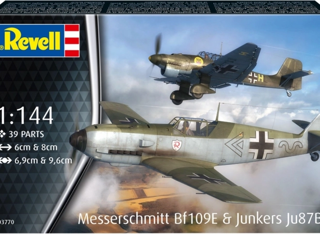 Műanyag repülőgép modellek Messerschmitt Bf 109E és Junkers Ju 87B 1/144