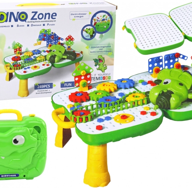Stolek koffer Dino Zone építőkészlet fúróval 249 darab