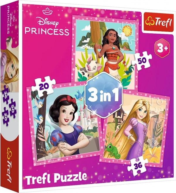 Puzzle 3 az 1-ben – gyönyörű virágok – DISNEY PRINCESS Trefl