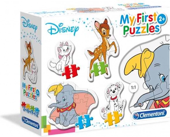 CLEMENTONI Az első kirakóm Disney kölykök 4 az 1-ben (3, 6, 9, 12 darab)