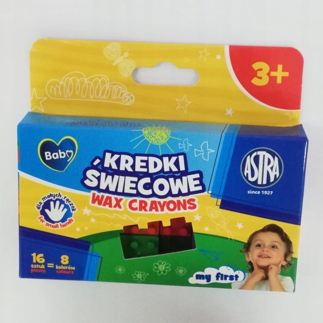 ASTRA BABY viaszkréták, kocka forma, 16 db (8 szín)