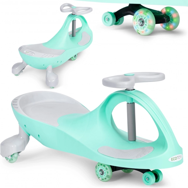 ECOTOYS wiggle autó LED kerekekkel, zöld lábbalhajtós jármű