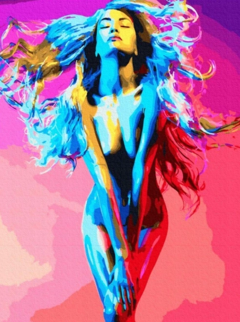 Gyémántfestés – színekben fürdő nő 30 × 40 cm