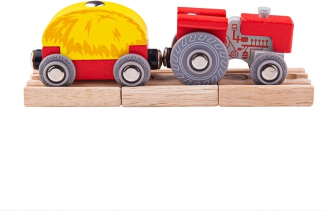 Bigjigs Rail piros traktor pótkocsival